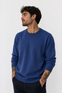 Pullover Girocollo Denim da Uomo