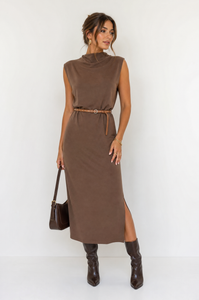 Vestito midi marone da donna