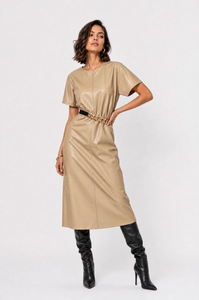 Vestito midi da donna in ecopelle