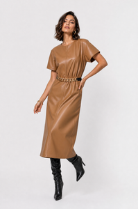 Vestito midi da donna in ecopelle