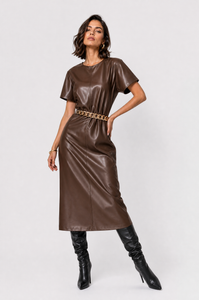 Vestito midi da donna in ecopelle