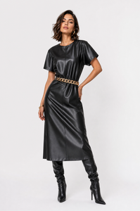Vestito midi da donna in ecopelle