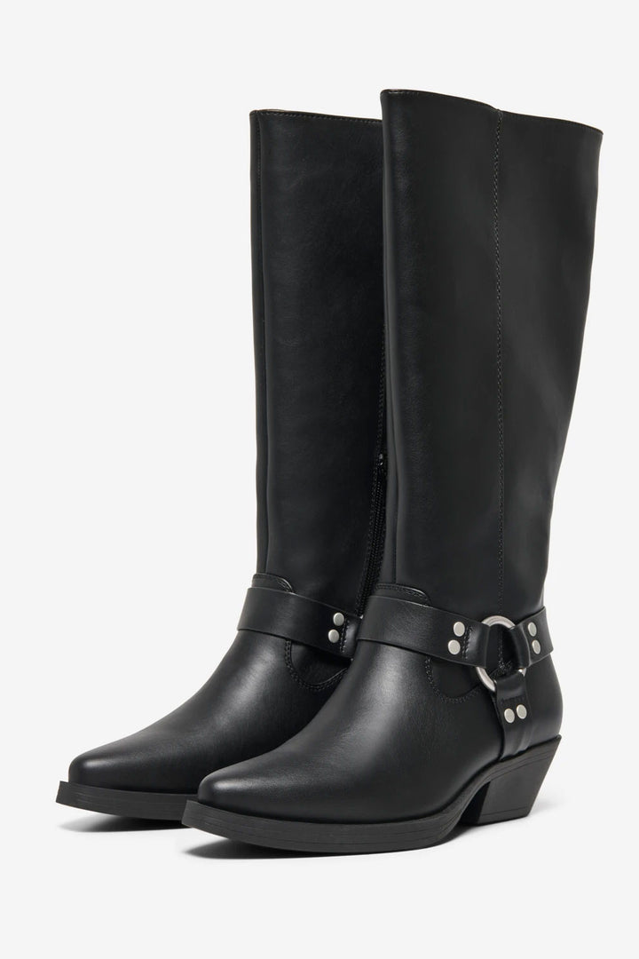 Stivali neri alti con gambale cilindrico