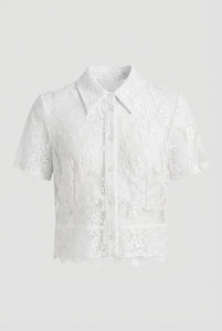 Camicia cropped in pizzo Imperial