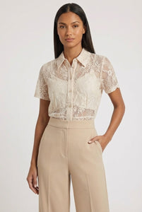 Camicia cropped in pizzo Imperial