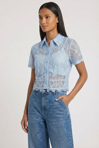 Camicia cropped in pizzo Imperial