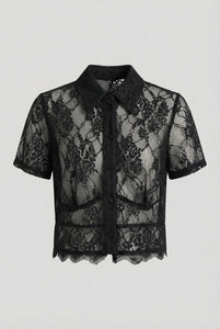 Camicia cropped in pizzo Imperial