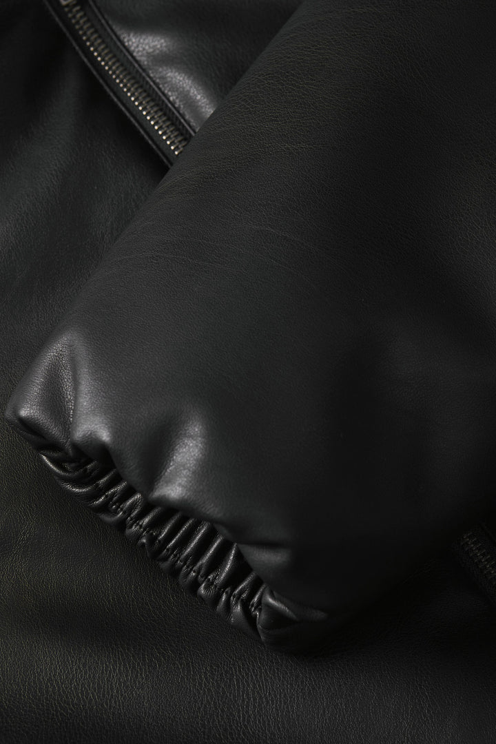 Bomber nero da donna in finta pelle JJXX