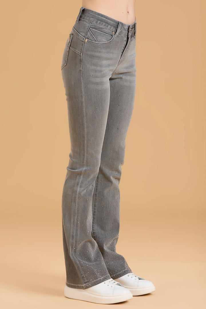 Jeans con strass a zampa di Griffai