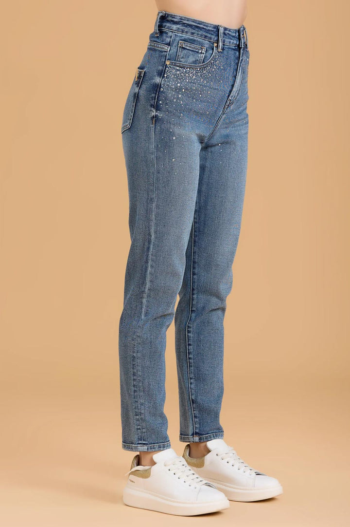 Jeans mom con strass di Griffai