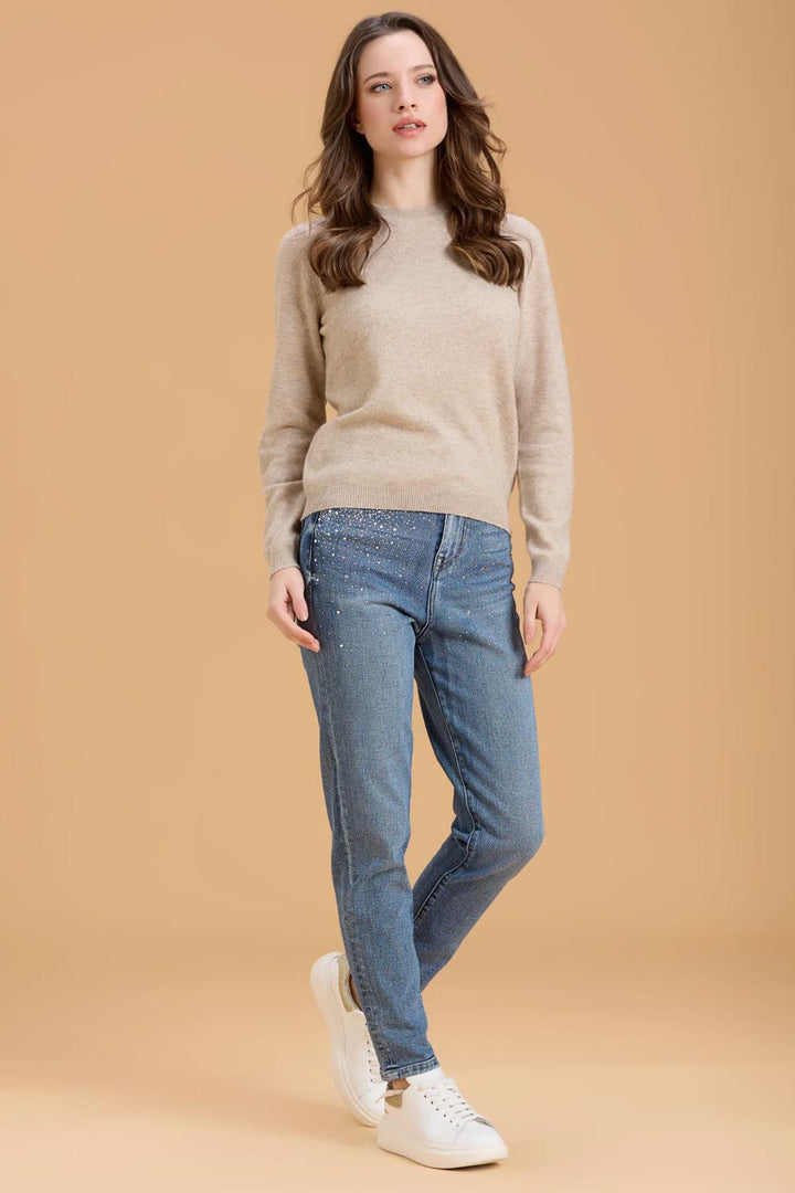 Jeans mom con strass di Griffai