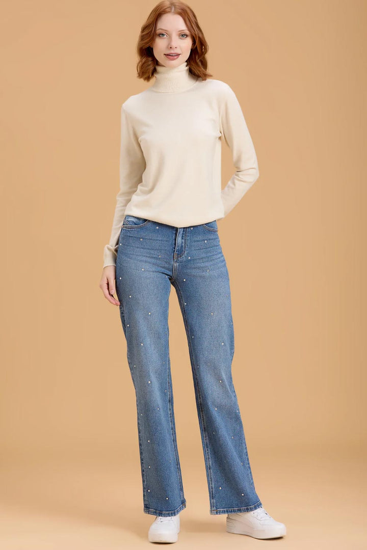 Jeans flare con strass di Griffai