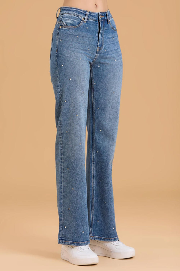 Jeans flare con strass di Griffai