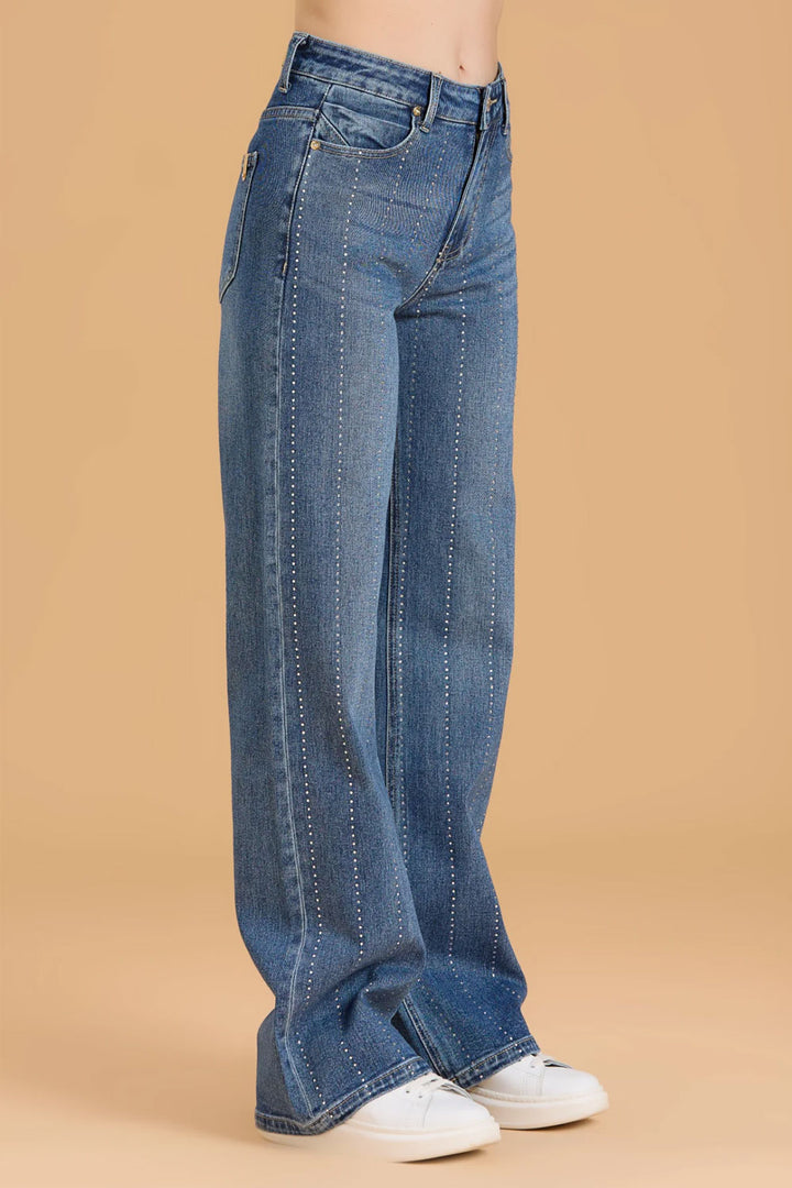 Jeans flare con strass di Griffai