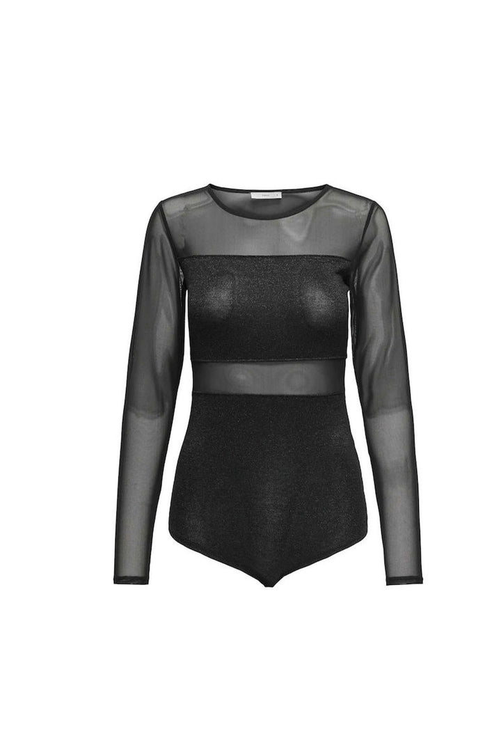 Body nero con inserti trasparenti Only