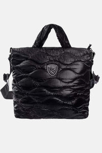 Borsa nera trapuntata con tracolla e manico Blauer