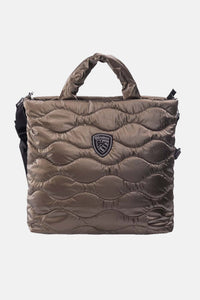 Borsa fango trapuntata con tracolla e manico Blauer