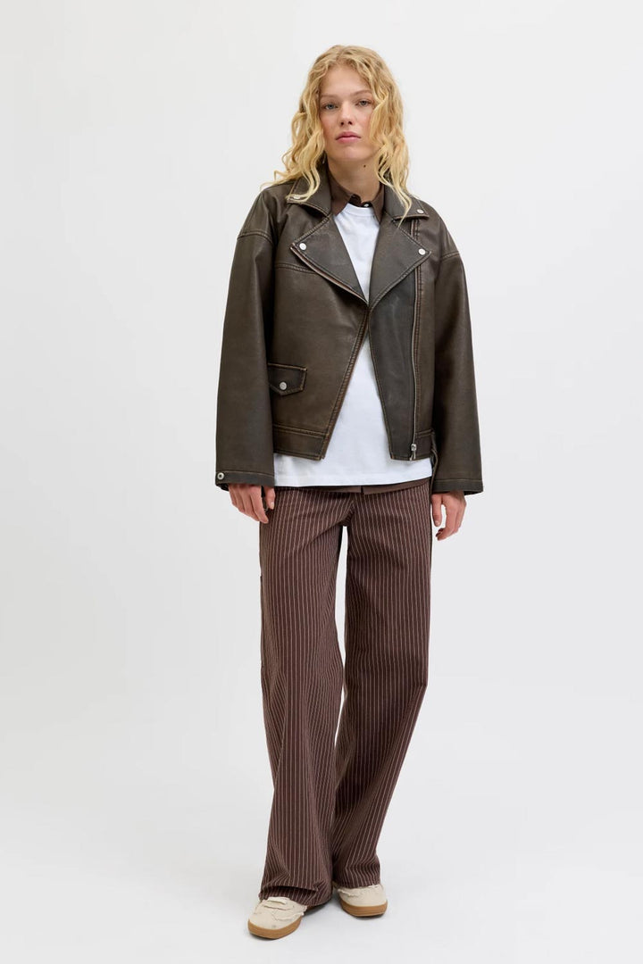 Giacca stile biker marrone "Frida" di JJXX