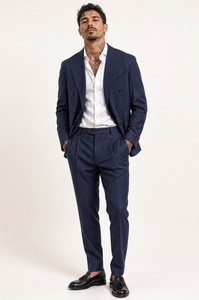 Abito Uomo Gessato Blu
