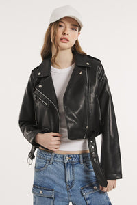Biker donna nero effetto pelle