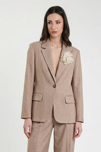 Blazer donna monopetto con spilla fiore