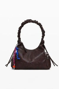 Borsa marrone con arricciatura 