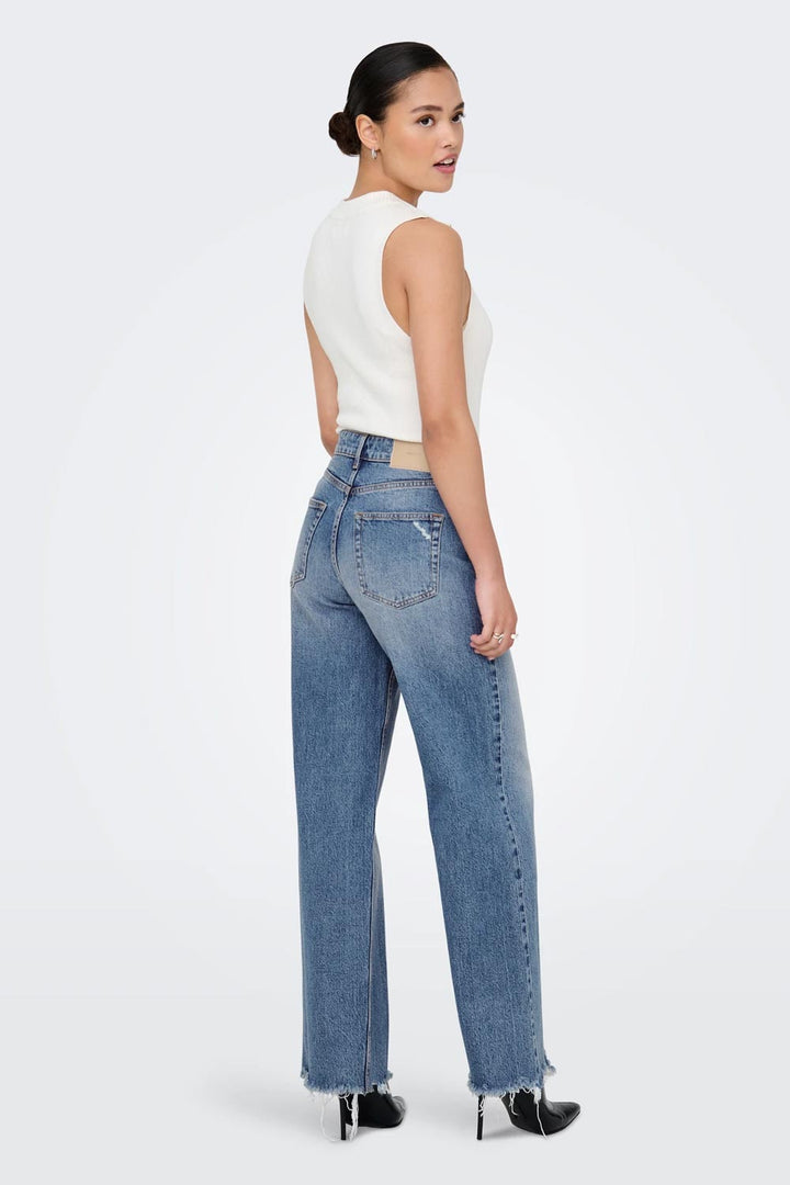 Jeans wide fit da donna orli destroyed