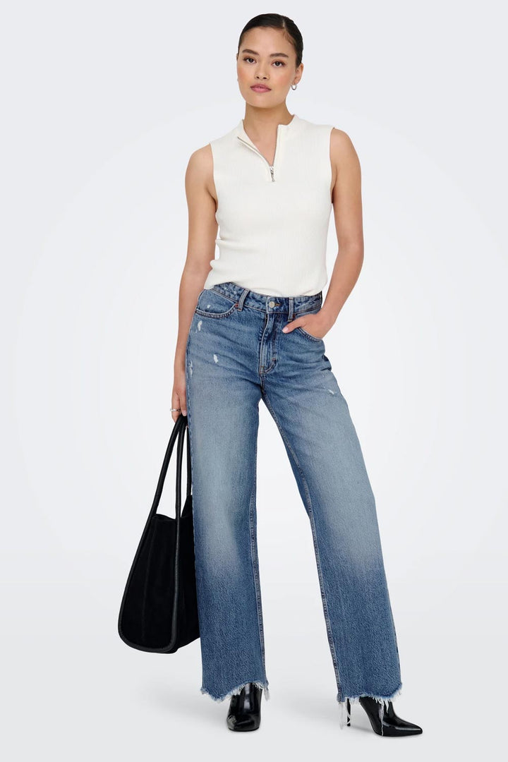 Jeans wide fit da donna orli destroyed