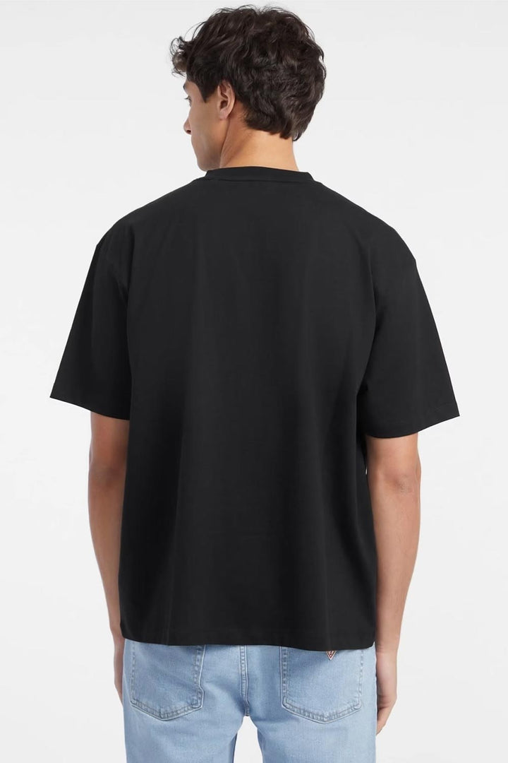 T-shirt nera maxi triangolo con logo Guess Jeans