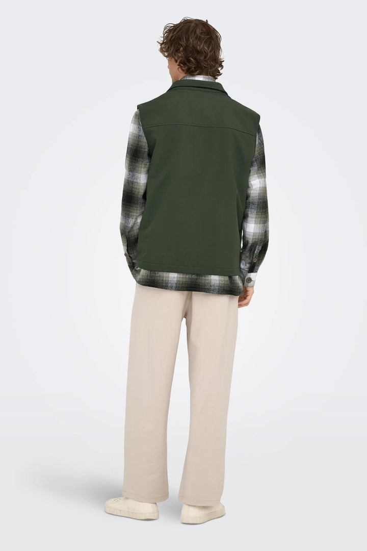 Gilet verde con zip di Only&Sons