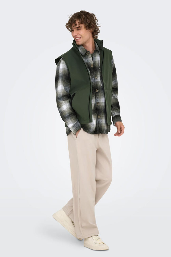 Gilet verde con zip di Only&Sons