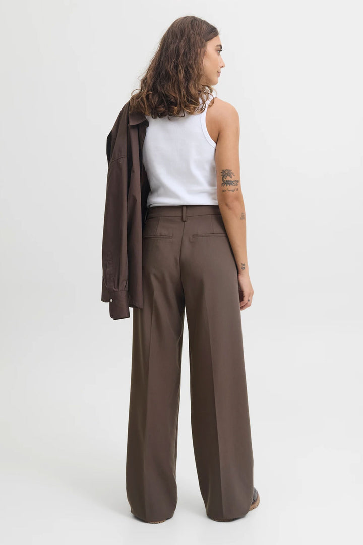 Pantalone marrone wide fit con piega JJXX