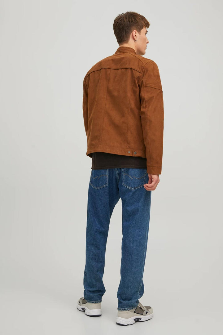 Giacca in ecopelle scamosciata cognac di J&J Original