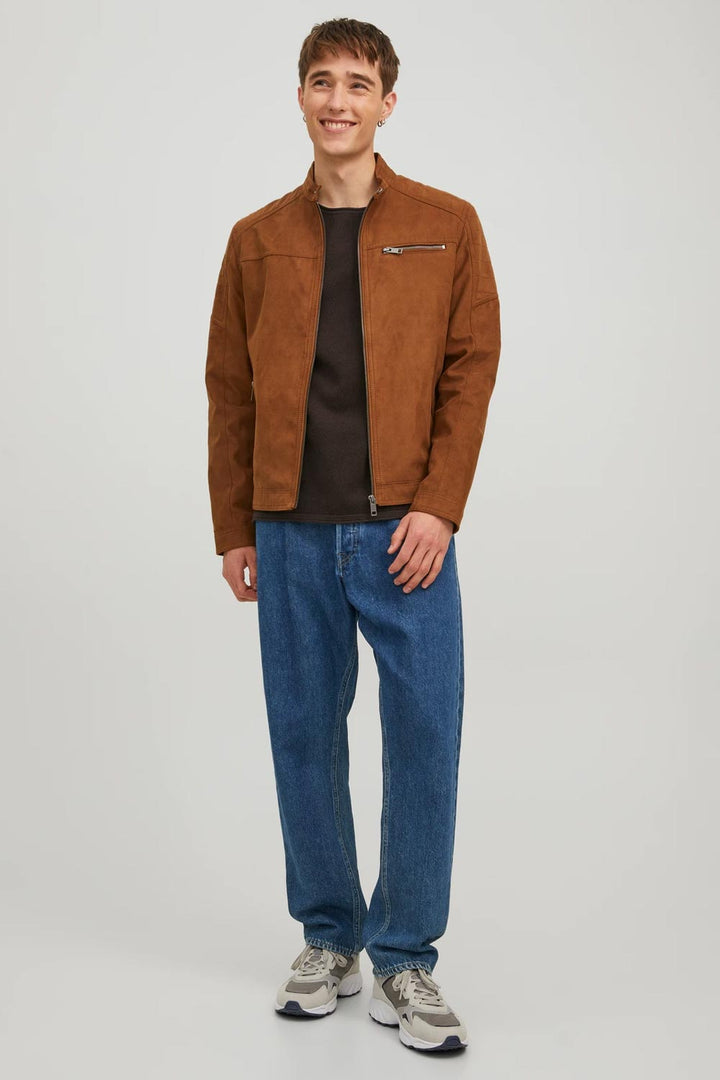 Giacca in ecopelle scamosciata cognac di J&J Original