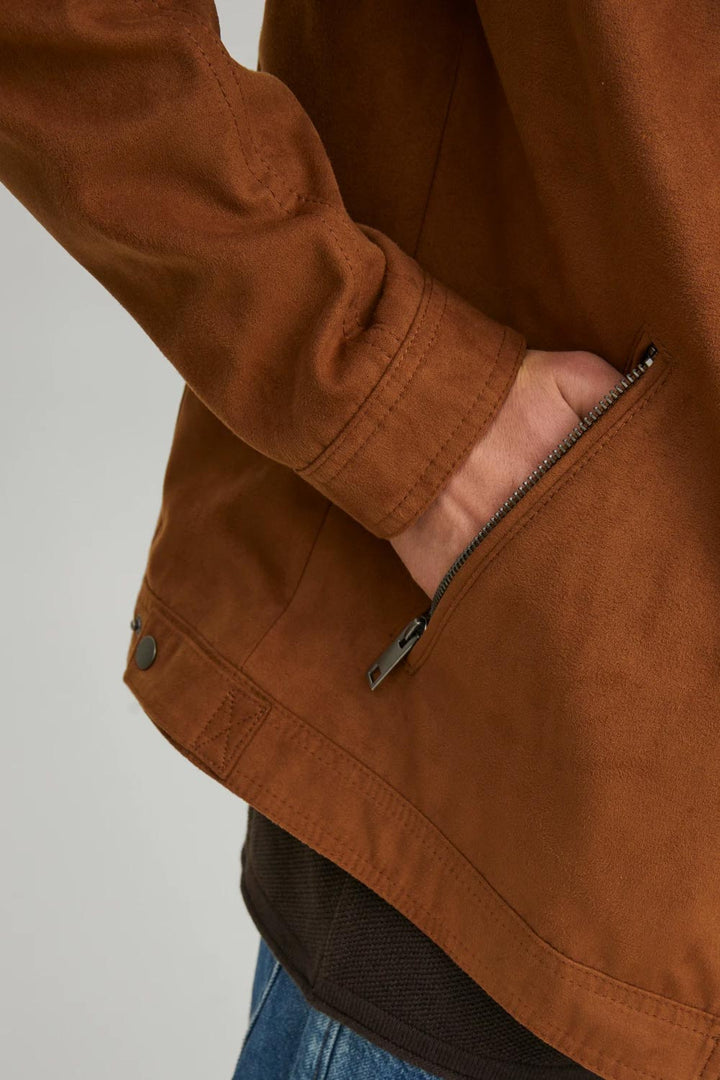 Giacca in ecopelle scamosciata cognac di J&J Original