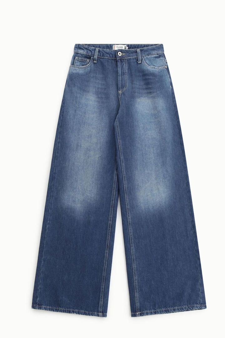 Jeans wide con scoloriture di Please