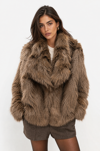 Ecopelliccia marrone da donna