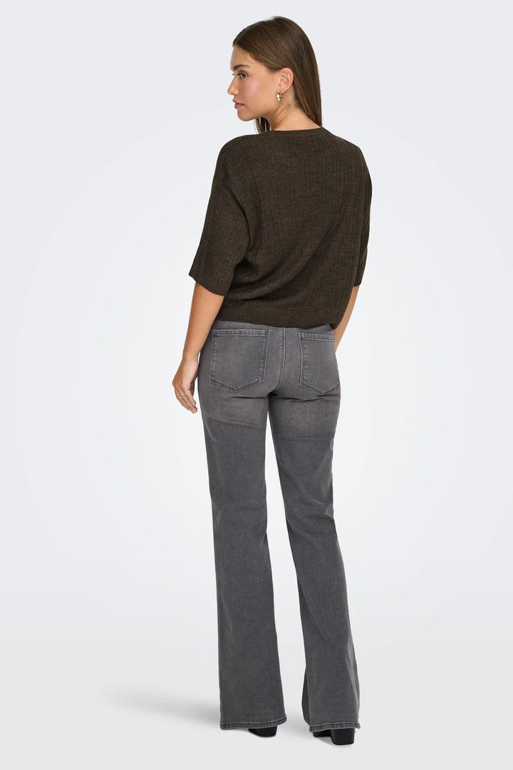 Pullover in maglia marrone a maniche corte Only