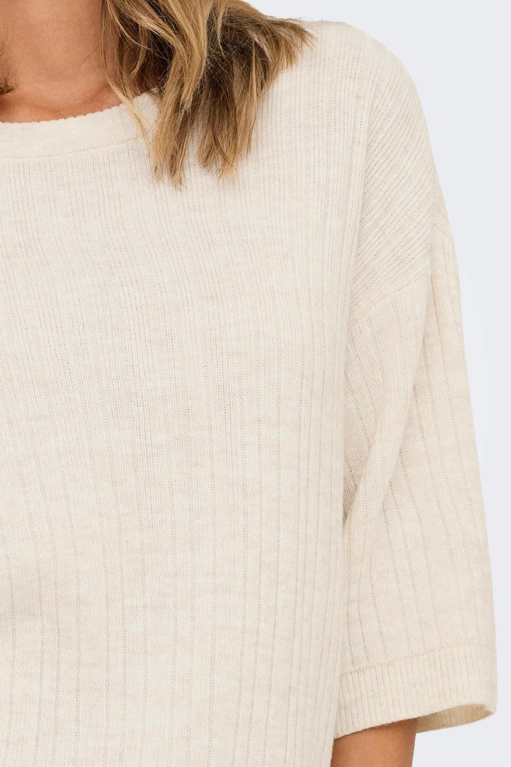 Pullover in maglia beige a maniche corte Only