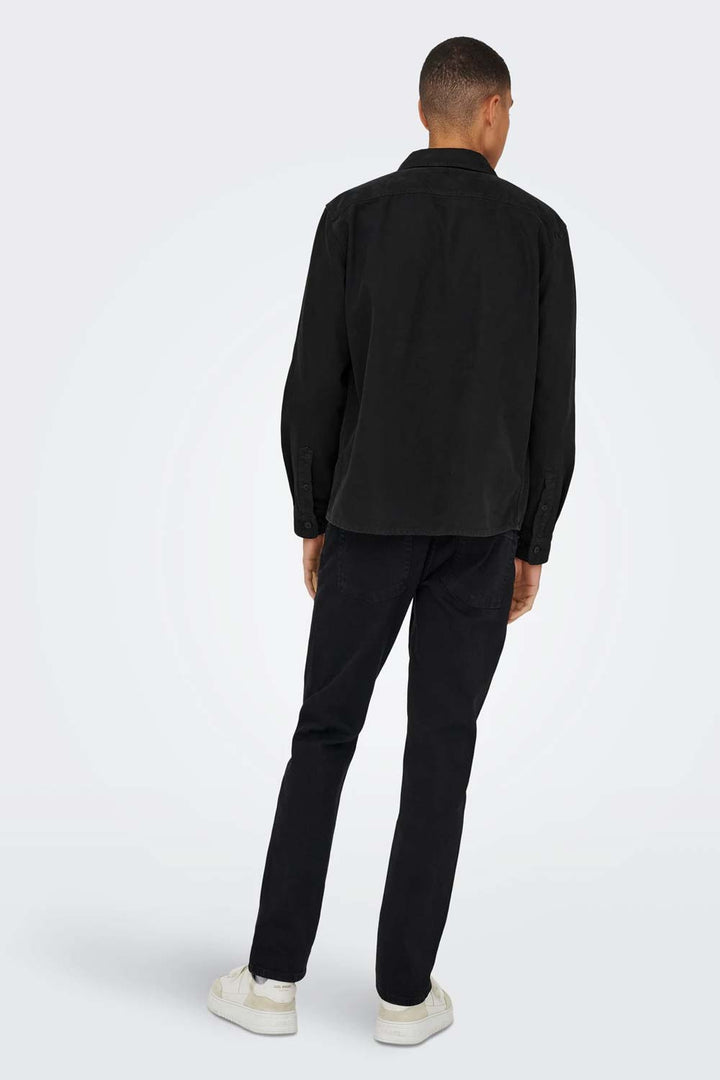 Camicia nera in cotone di Only&Sons