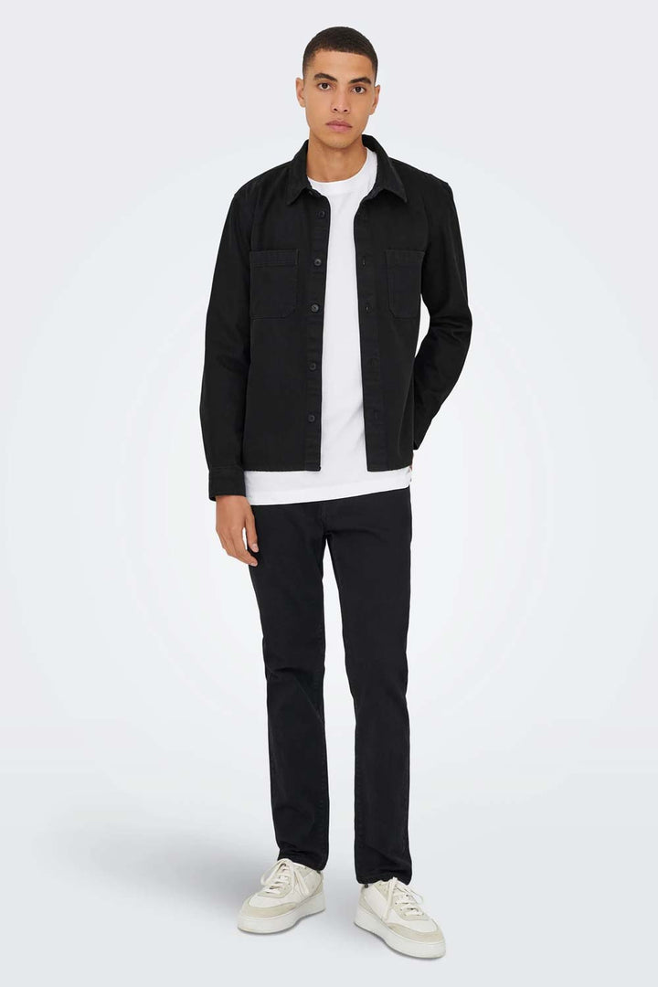 Camicia nera in cotone di Only&Sons