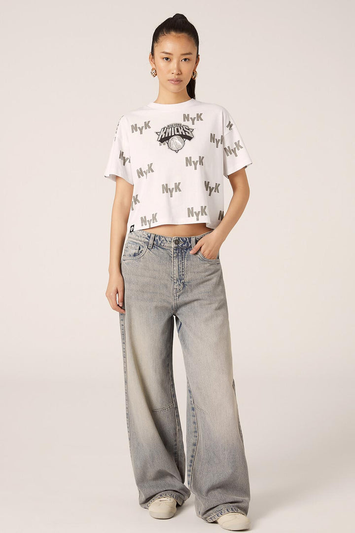 T-shirt crop bianca Nba "Nicks"