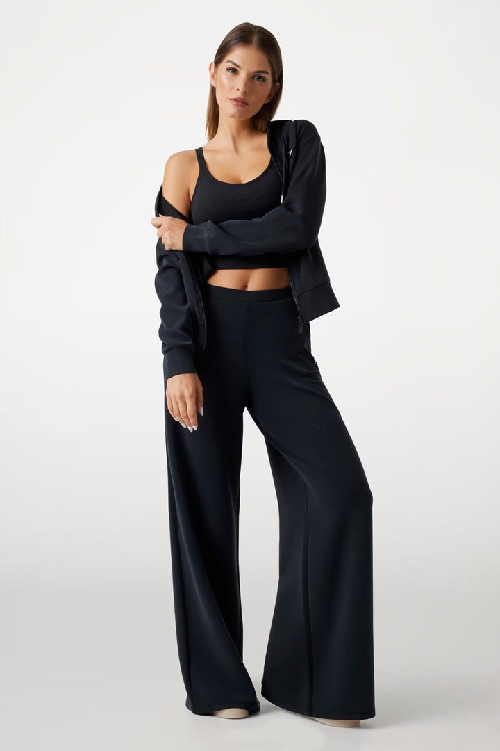 Felpa scuba nera con cappuccio e zip Guess Active