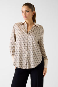 Camicia donna in raso beige