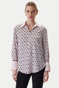 Camicia donna in raso rosa