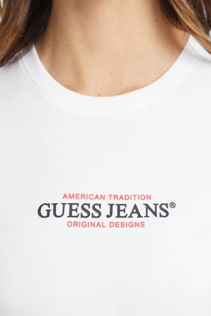 T-shirt bianca con logo Guess Jeans