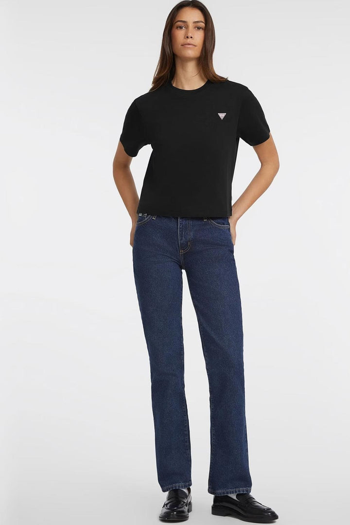 T-shirt nera boxy fit con triangolo Guess Jeans