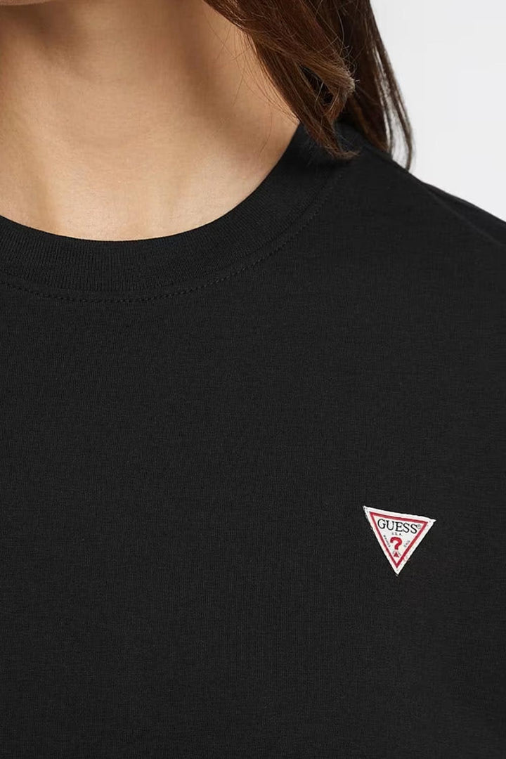 T-shirt nera boxy fit con triangolo Guess Jeans