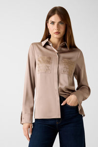 Camicia donna satinata fango