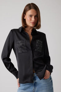 Camicia donna satinata nera